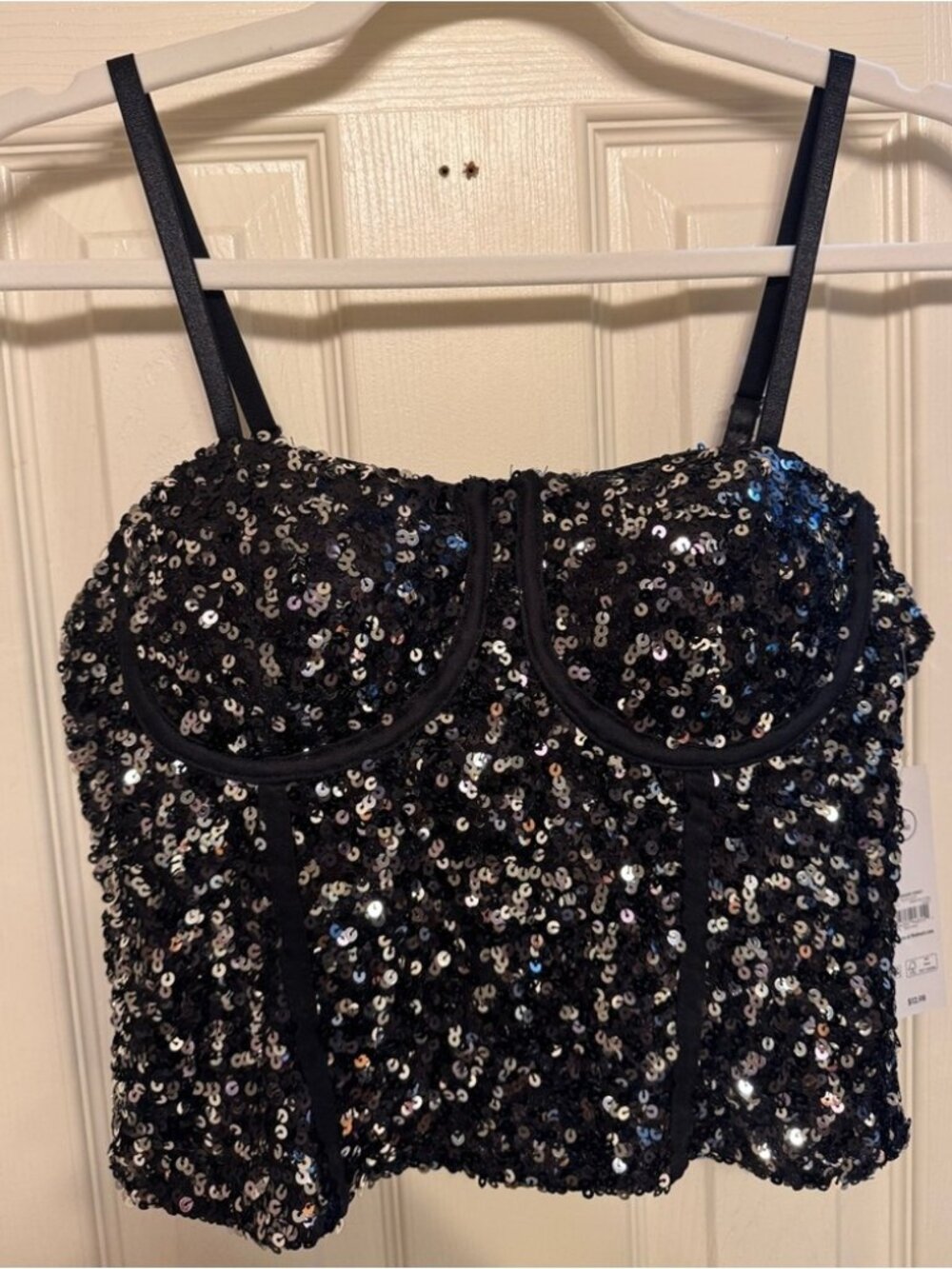 Black Sequin Corset Top